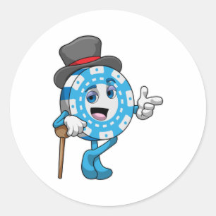 Poker with Poker chips Classic Round Sticker