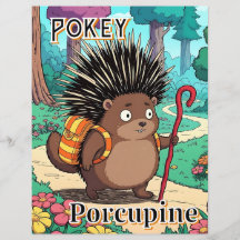 Pokey Porcupine  | Cute Cartoon Kid's Nursery Art