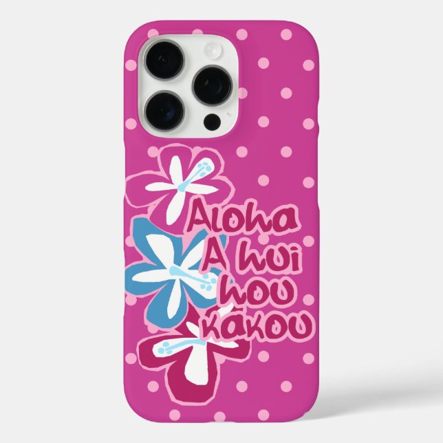 Pokii Hawaiian Aloha Hibiscus Polka Dot Pink Case-Mate iPhone Case (Back)