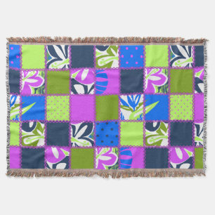 Pokii Hawaiian Floral and Dot Patchwork Blankets
