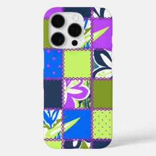Pokii Hawaiian Floral and Dot Patchwork Violet iPhone 16 Pro Case