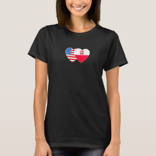 Poland and USA Flag Twin Heart for Polish American T-Shirt