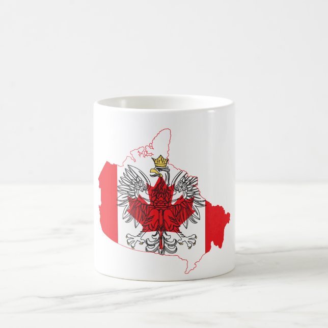 Poland Canada Flag Map Coffee Mug (Center)