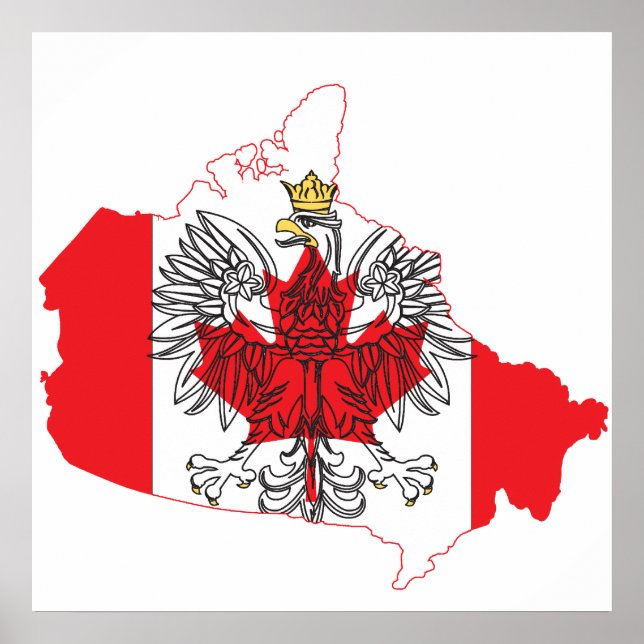 Poland Canada Flag Map Poster (Front)