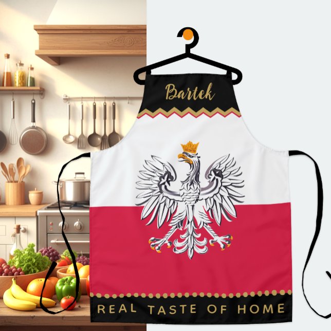 Poland Chefs Apron, Kitchen, Polish Flag Apron (Patriotic Poland Chefs Apron / name)