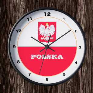 Poland Clock, Modern home decor, Polish Flag Round Clock