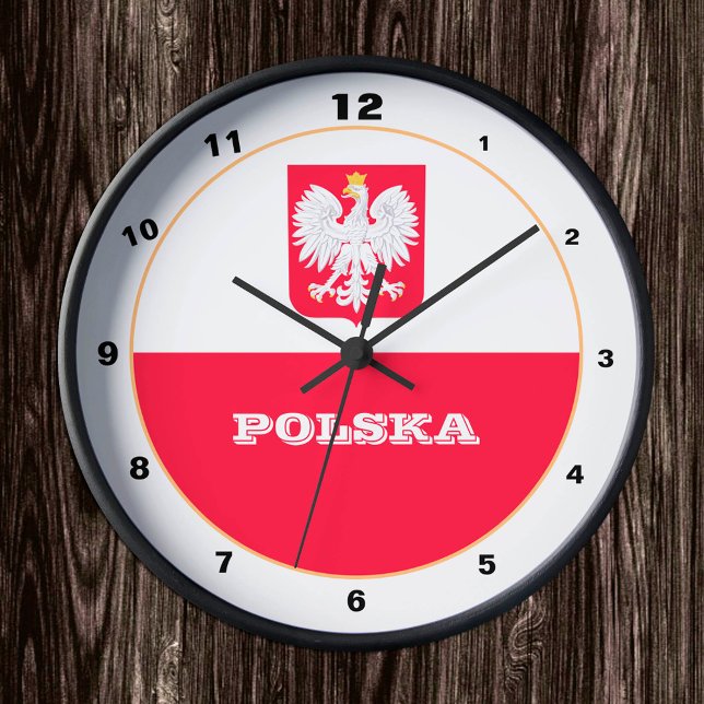 Poland Clock, Modern home decor, Polish Flag Round Clock (Creator Uploaded)