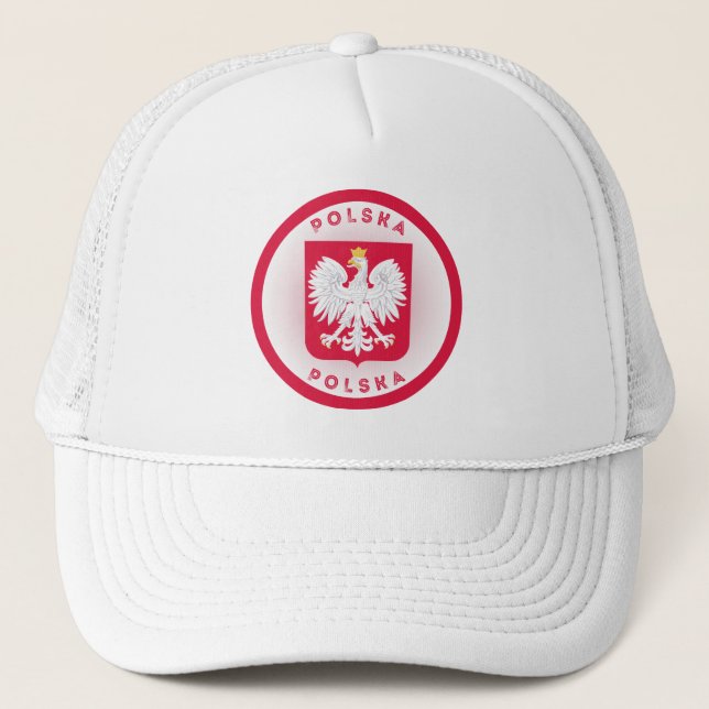 Poland Coat of Arms Circle Shape  Trucker Hat (Front)
