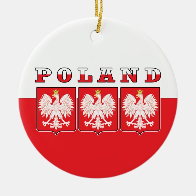 Poland Eagle Flag Shields Ceramic Ornament (Front)