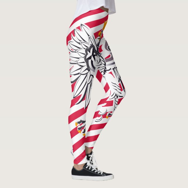 Poland & Eagle, Polish Flag fashion travel /sports Leggings (Right)