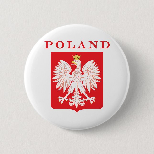 Poland Eagle Red Shield 6 Cm Round Badge (Front)