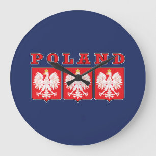 Poland Eagle Shields Large Clock