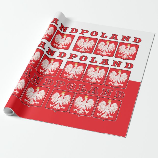 Poland Eagle Shields Wrapping Paper (Unrolled)