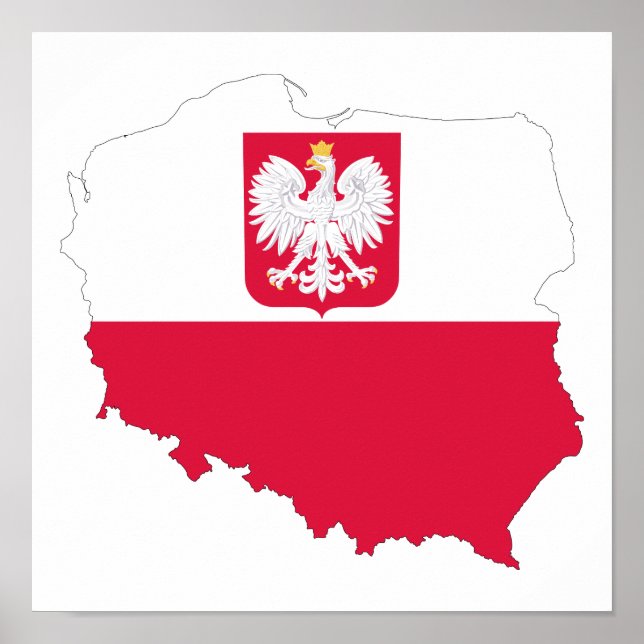 Poland Emblem Map Poster (Front)