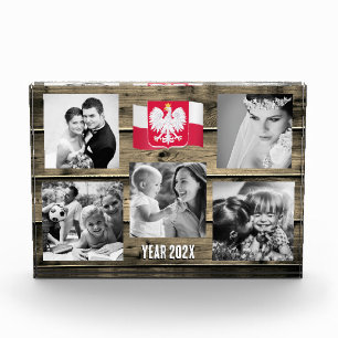 Poland family photo block, Polish flag, wood Block