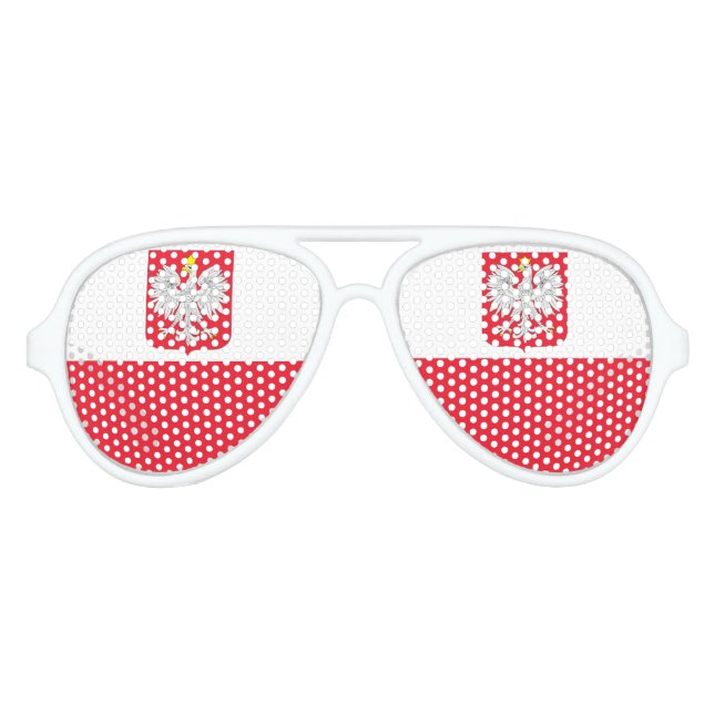 Poland Flag Aviator Sunglasses (Front)