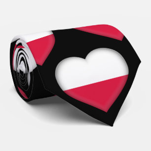 Poland Flag Colours Heart Pattern Neck Tie