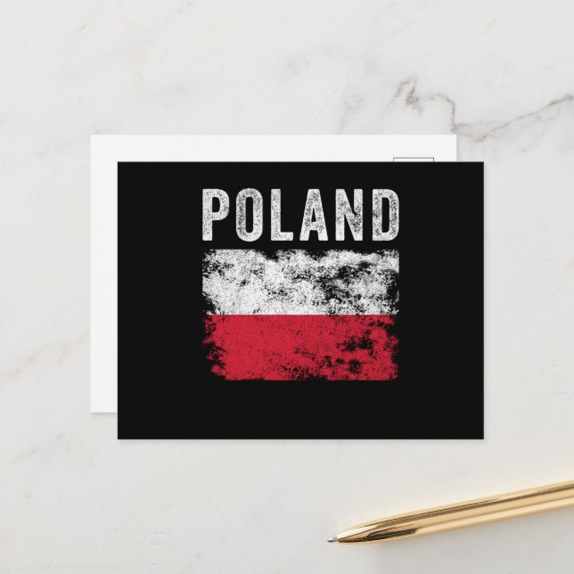 Poland Flag Distressed - Polish Flag Postcard (Front/Back In Situ)
