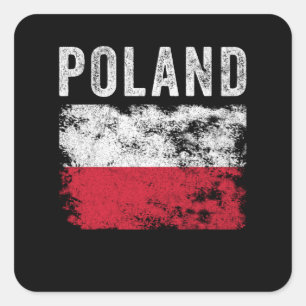 Poland Flag Distressed - Polish Flag Square Sticker
