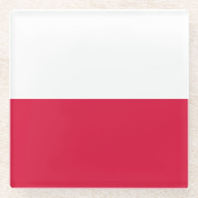 Poland Flag Glass Coaster (Front)