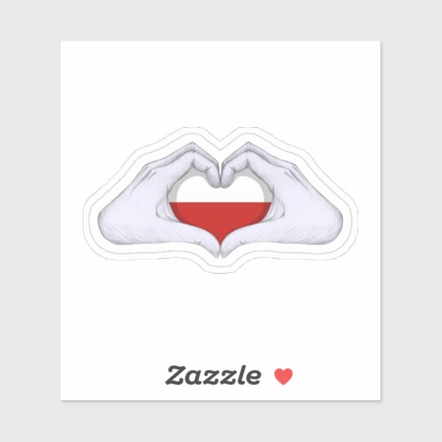 Poland Flag Heart Hands Decal Sticker (Sheet)