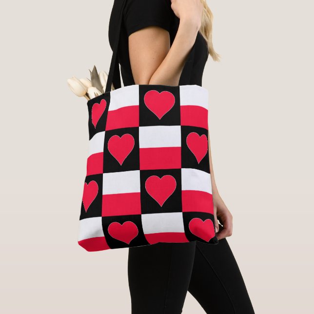 Poland Flag Heart Pattern Patriotic Polish Pride Tote Bag (Close Up)