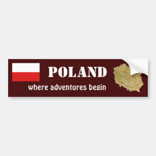 Poland Flag + Map Bumper Sticker