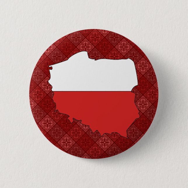 Poland Flag Map full size 6 Cm Round Badge (Front)