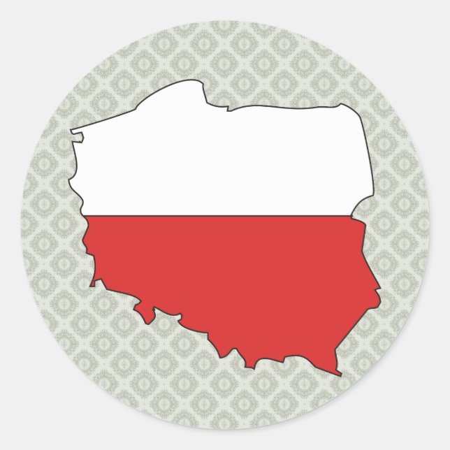 Poland Flag Map full size Classic Round Sticker (Front)