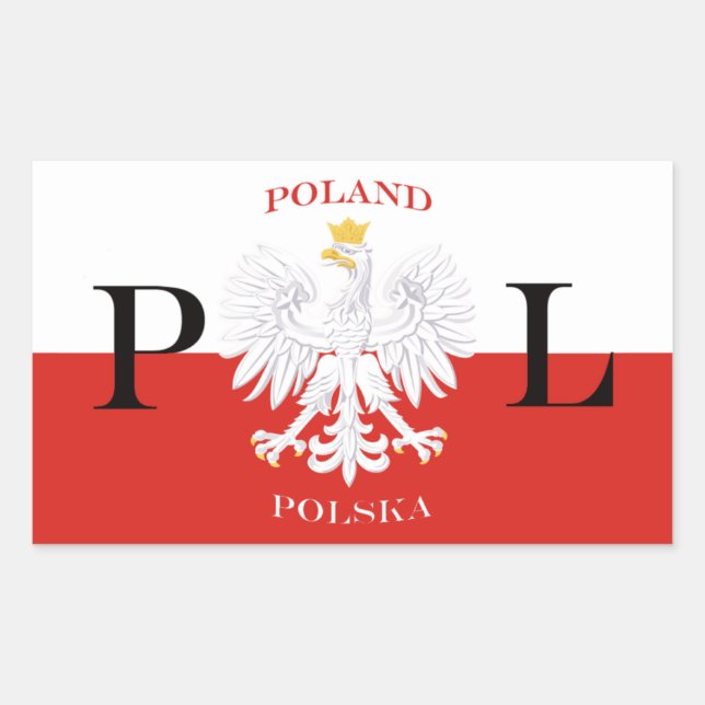 Poland Flag of Polska White Eagle Rectangular Sticker (Front)