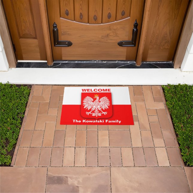Poland Flag Patriotic Polska Travel Eagle Witamy Doormat (Outdoor)