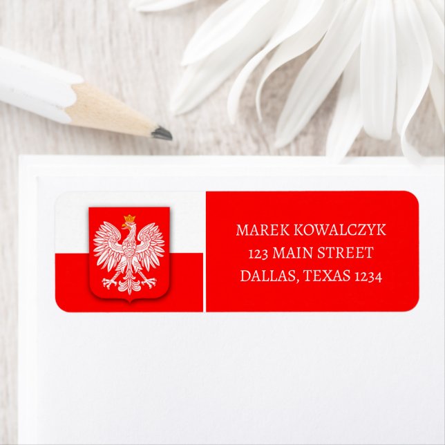 Poland Flag Patriotic Soccer Polska Return Address Label (Insitu)
