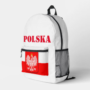 Poland Flag Polska Patriotic Football Soccer  Printed Backpack