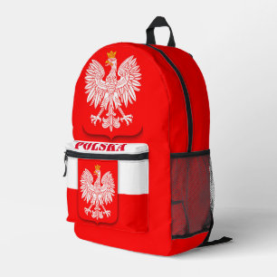 Poland Flag Polska Patriotic Football Soccer  Printed Backpack