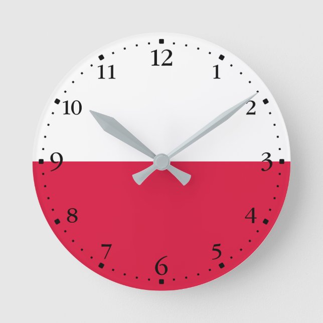 Poland Flag Round Clock (Front)