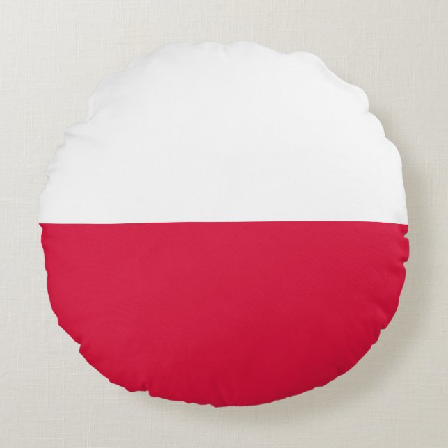 Poland Flag Round Cushion (Front)