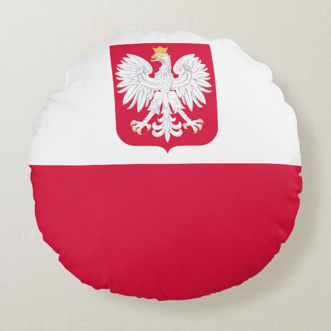 Poland Flag Round Cushion (Front)