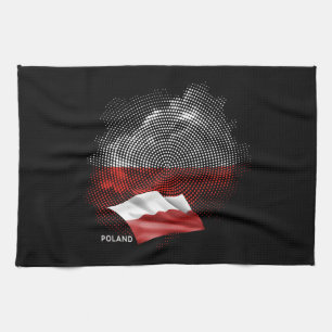 Poland flag tea towel