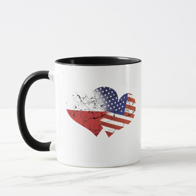 Poland Flag USA Flag Polish Independence Day Mug (Left)