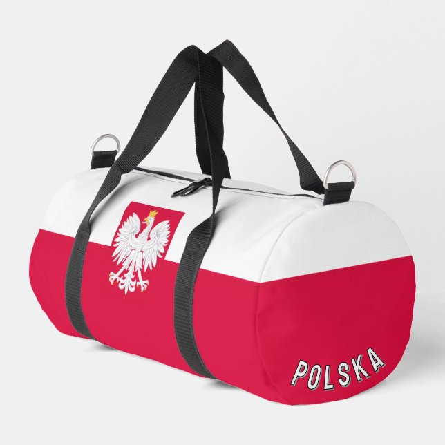 Poland flag (with coat of arms) duffle bag (Left Corner)