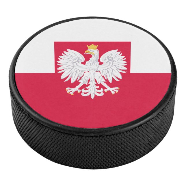 Poland flag (with coat of arms) hockey puck (3/4)