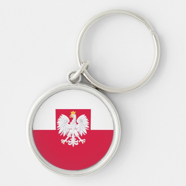 Poland flag (with coat of arms) key ring (Front)