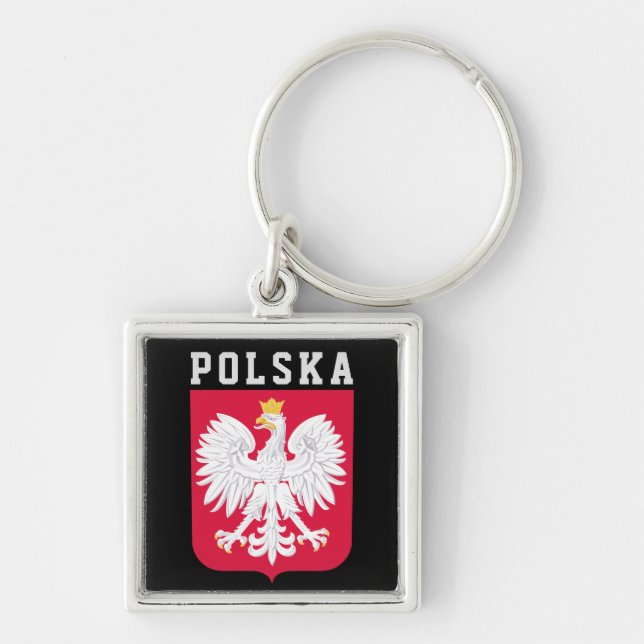 Poland flag (with coat of arms) key ring (Front)