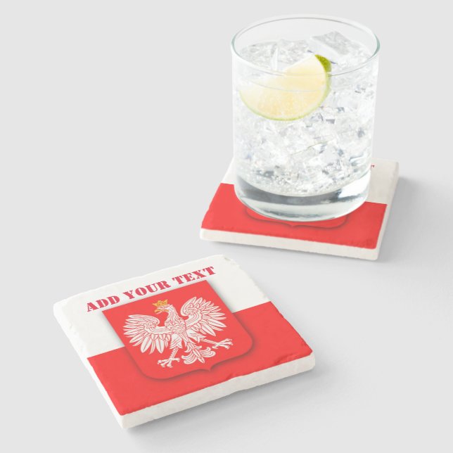 Poland Flag World Cup 2022 Football Soccer Polska Stone Coaster (Side)