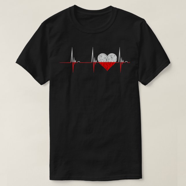 Poland Heart Polish Heartbeat EKG Pulse Polska Roo T-Shirt (Design Front)