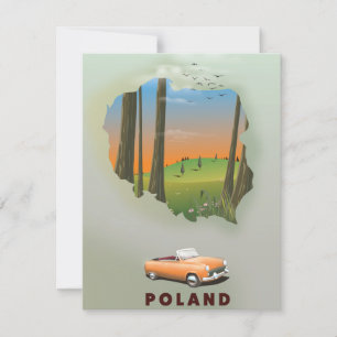 Poland Illustrated travel poster print.