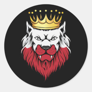 Poland  Lion King Flag  Classic Round Sticker