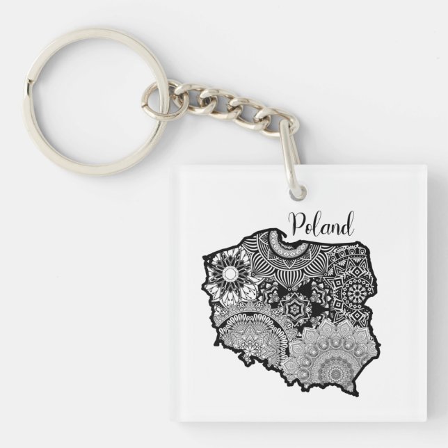 Poland Mandala Map Key Ring (Front)