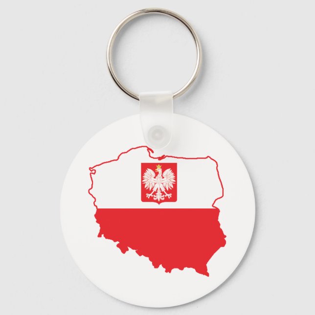 Poland Map In Polish Colours Key Ring (Front)