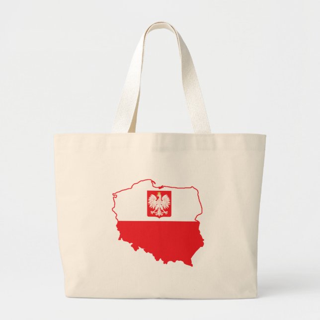 Poland Map In Polish Colours Large Tote Bag (Front)